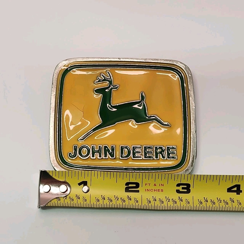 Vintage John Deere Enamel Belt Buckle Paul Frank USA Farm - Picture 5 of 6